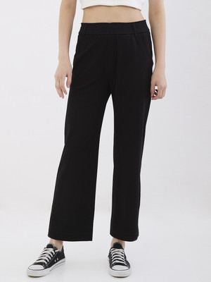 Spykar Straight Fit Women Black Trousers