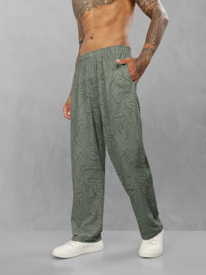 Bullmer Printed Men Dark Green Track Pants