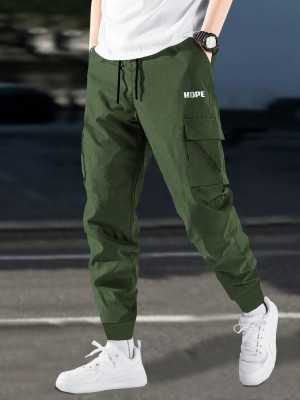 BLIVE Solid Men Dark Green Track Pants