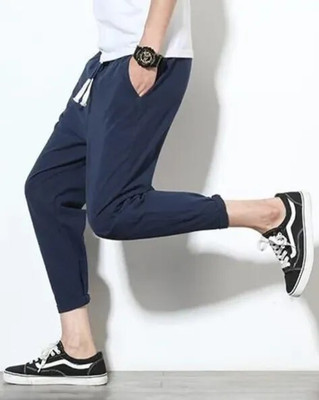 GAJAVU Solid Men Dark Blue Track Pants
