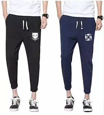 YFB Printed Men Blue Track Pants