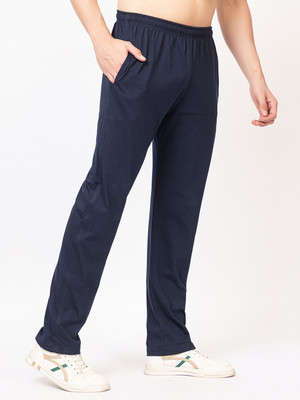 Zeffit Solid Men Dark Blue Track Pants