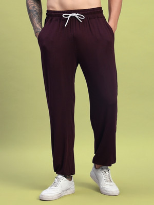 WEARDUDS Solid Men Maroon Track Pants