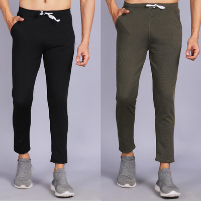 ASK CREATION Solid Men Black, Green Track Pants