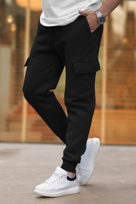 TRIPR Solid Men Black Track Pants