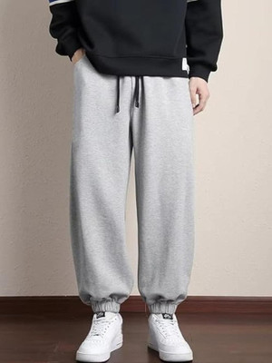 Pricha Solid Men Grey Track Pants
