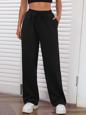 Dockstreet Solid Women Black Track Pants