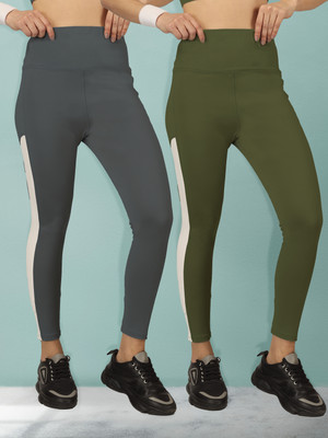 BEYOGINI Colorblock Women Grey, Green Track Pants