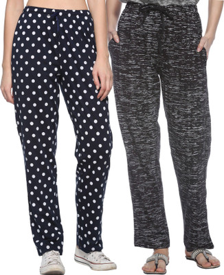 Weboasis Printed Women Dark Blue, Black Track Pants