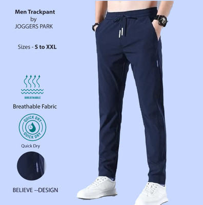 Joggers Park Solid Men Dark Blue Track Pants