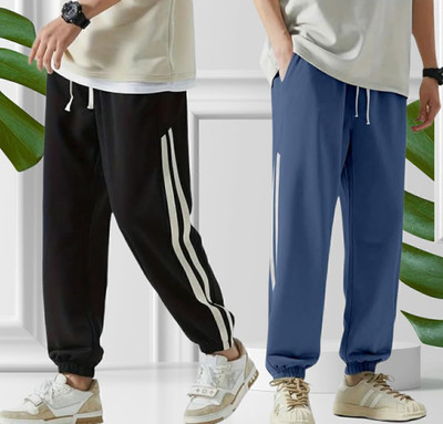 METRONAUT Striped Men Black, Blue Track Pants