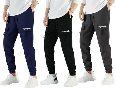 SHRIEZ Solid Men Blue, Black, Grey Track Pants