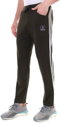 MONNJAVE Striped Men Green Track Pants