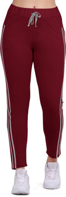 NATRIS Striped Women Maroon Track Pants