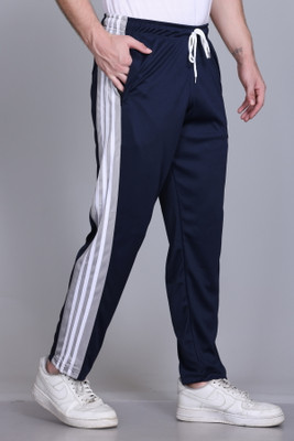 HVBK Striped Men Blue Track Pants