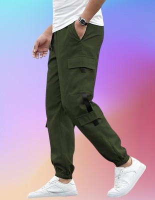 Kesaria Textile Company Self Design Men Dark Green Track Pants