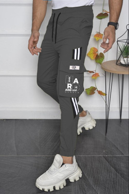 Joggers Park Solid Men Grey Track Pants
