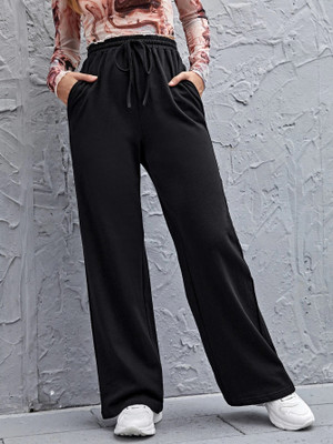 TRUFFLEGUM Solid Women Black Track Pants
