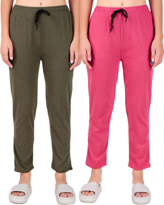FASHIONHOUSETS Solid Women Light Green, Pink Track Pants