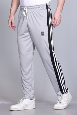 HVBK Striped Men Grey Track Pants