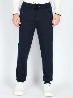 Status Quo Self Design Men Blue Track Pants