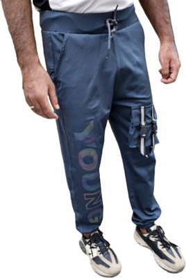 Mindsart Trend Printed Men Blue Track Pants