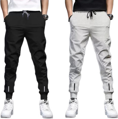 METRONAUT Solid Men Black, Grey Track Pants