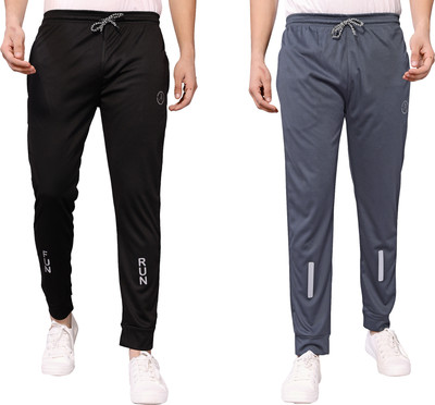 Kashvi Self Design Men Black, Grey Track Pants