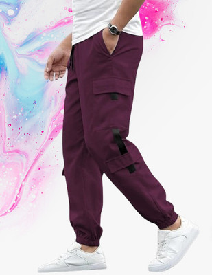Kesaria Textile Company Self Design Men Maroon Track Pants