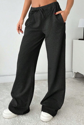 Dockstreet Solid Women Black Track Pants