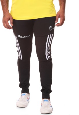 Gear Up Sports Striped Men Black Track Pants