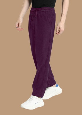 Kesaria Textile Solid Men Purple Track Pants