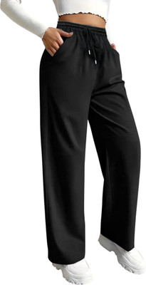 Dockstreet Solid Women Black Track Pants