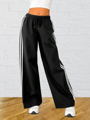 Dockstreet Solid, Striped Women White Track Pants