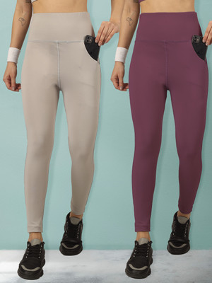 BEYOGINI Solid Women Grey, Purple Track Pants