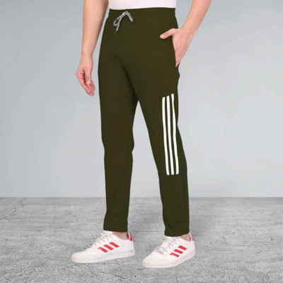 Covett Striped Men Black Track Pants