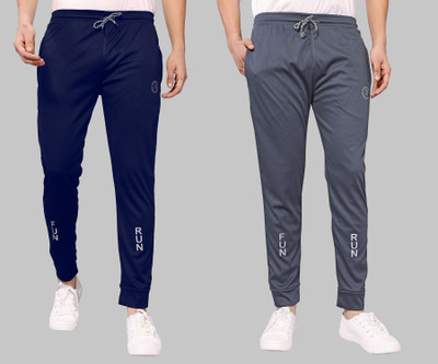 Kashvi Self Design Men Dark Blue, Grey Track Pants