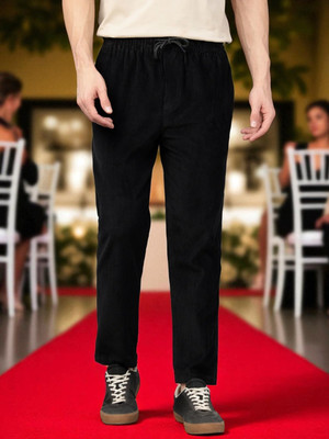 SB Trend Solid Men Black Track Pants