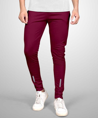 GAJVU Solid Men Maroon Track Pants