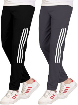 Cronix Striped Men Grey, Black Track Pants