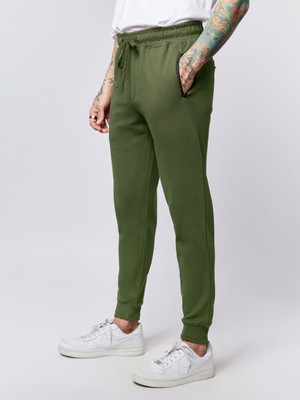 The Souled Store Solid Men Green Track Pants