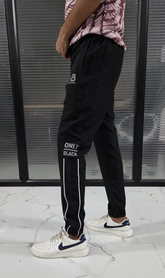 Only Black Self Design Men Black Track Pants