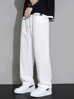 Dockstreet Solid Men White Track Pants