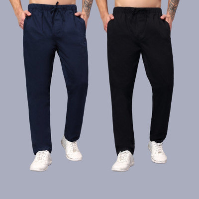 HAUWER Self Design Men Dark Blue, Black Track Pants
