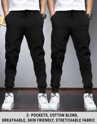 TRIPR Solid Men Black Track Pants