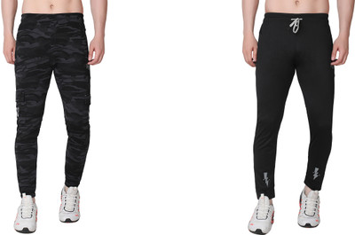 RNS SPORTS Self Design Men Black, Olive Track Pants