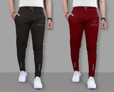 KANEGGYE Solid Men Black, Maroon Track Pants