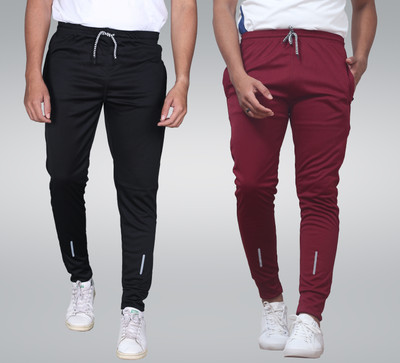 Cronix Solid Men Black, Dark Green Track Pants