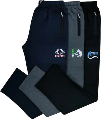 TRIFOX Solid Men Black, Grey, Blue Track Pants