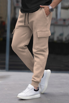 TRIPR Solid Men Beige Track Pants